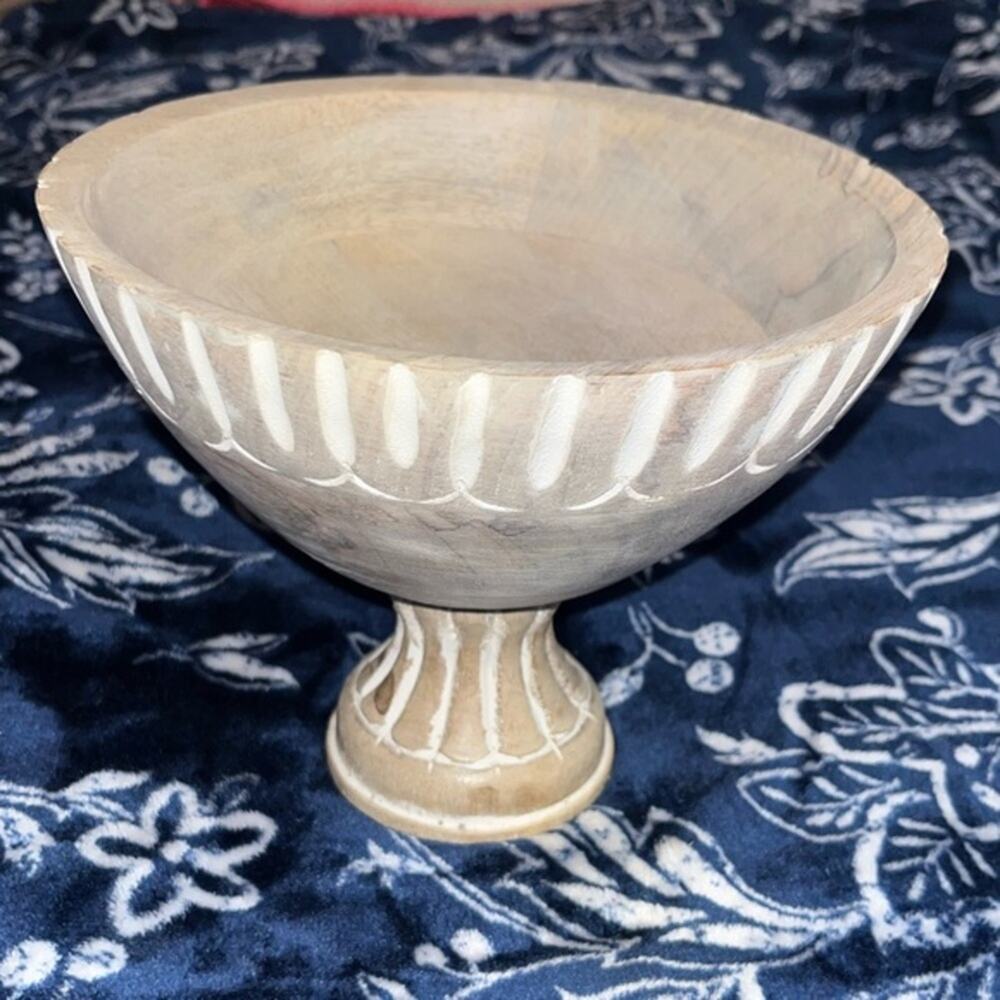 NWT! India Wooden Pedestal Bowl